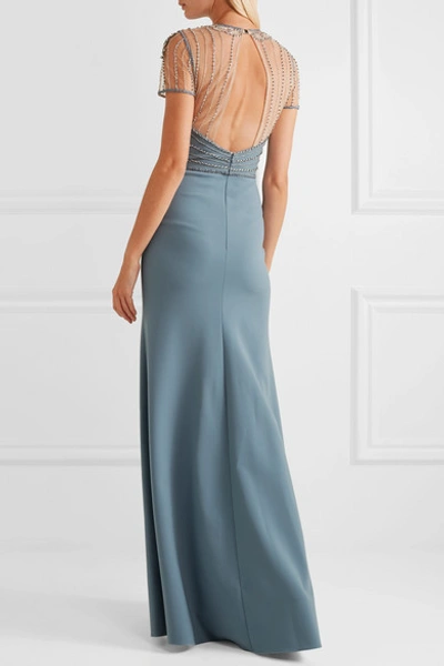 Shop Jenny Packham Embellished Crepe, Tulle And Lace Gown