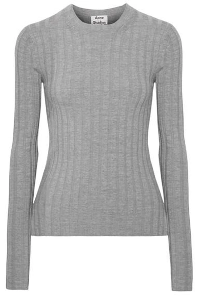 Shop Acne Studios Carina Ribbed Wool-blend Sweater In Light Gray