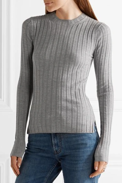 Shop Acne Studios Carina Ribbed Wool-blend Sweater In Light Gray