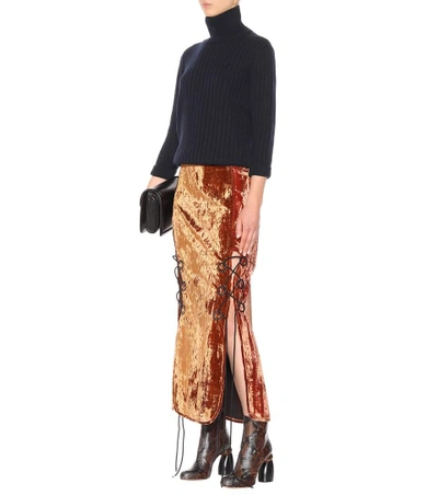 Shop Ellery Velvet Skirt In Mottles Rust Go