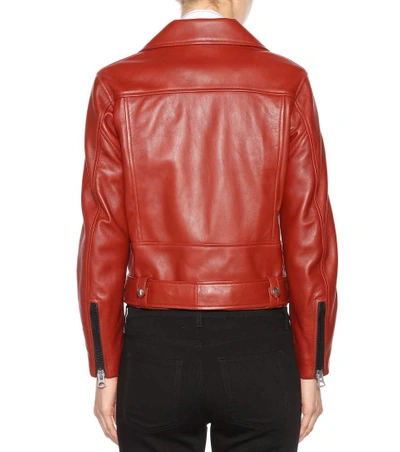 Shop Acne Studios Mock Leather Biker Jacket In Red