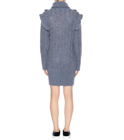 Shop Miu Miu Crystal-embellished Sweater Dress In Blue