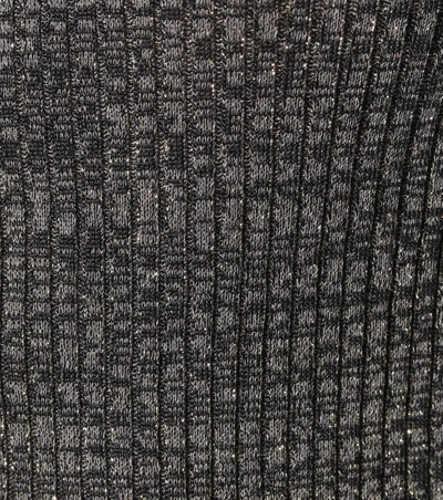 Shop Prada Metallic Rib-knit Cardigan In Black