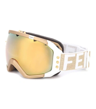 Gold Golden Roma studded mirrored ski goggles, Fendi