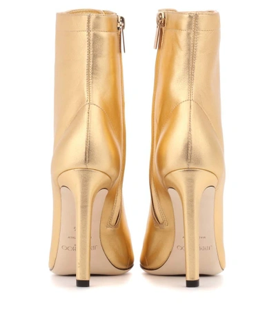 Shop Jimmy Choo Daize 100 Metallic Leather Ankle Boots In Gold