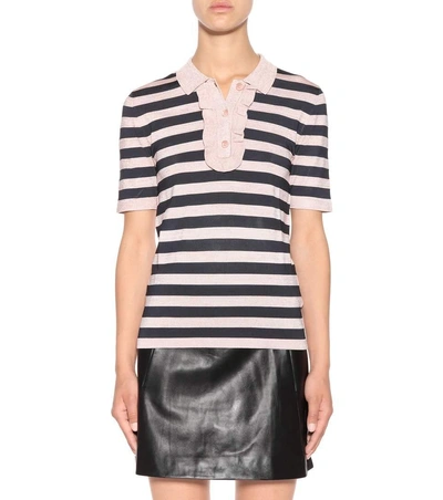 Shop Ganni Romilly Striped Top In Cloud Stripes