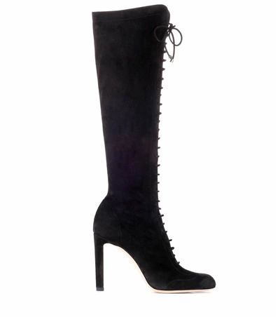 Shop Jimmy Choo Desiree 100 Suede Boots In Black