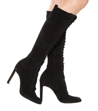 Shop Jimmy Choo Desiree 100 Suede Boots In Black