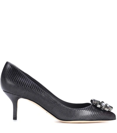 Shop Dolce & Gabbana Bellucci Embellished Leather Pumps In Black