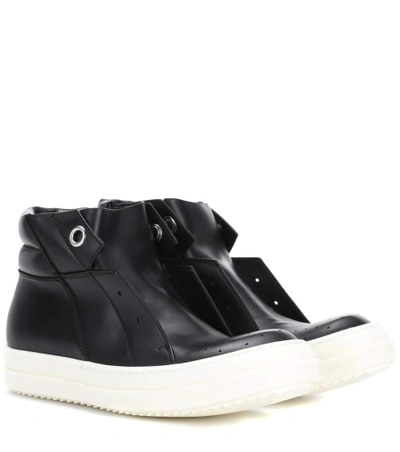 Shop Rick Owens Island Dunk Leather Sneakers