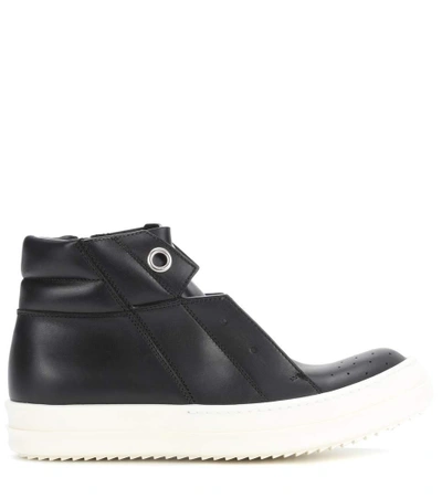 Shop Rick Owens Island Dunk Leather Sneakers