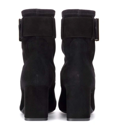 Shop Burberry Britannia Suede Ankle Boots In Llack