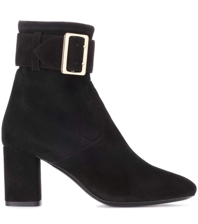 Shop Burberry Britannia Suede Ankle Boots In Llack