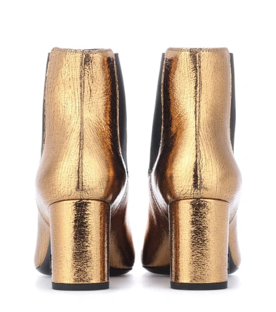 Shop Saint Laurent Loulou 70 Leather Ankle Boots In Gold