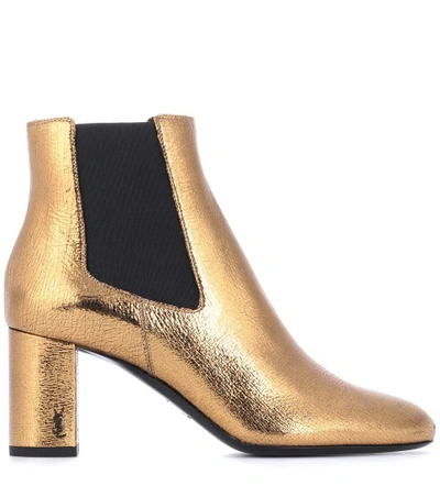 Shop Saint Laurent Loulou 70 Leather Ankle Boots In Gold