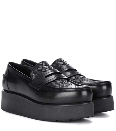 Bottega Veneta Plateau Leather Loafers In Black