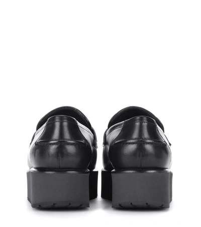 Shop Bottega Veneta Plateau Leather Loafers In Black