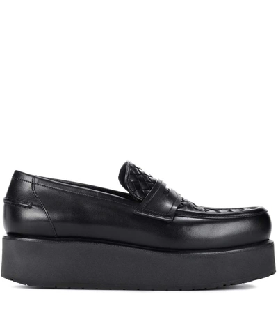 Shop Bottega Veneta Plateau Leather Loafers In Black