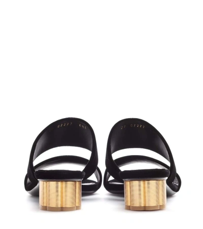 Shop Ferragamo Velvet Sandals In Black