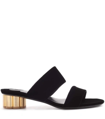 Shop Ferragamo Velvet Sandals In Black
