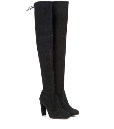 Stuart Weitzman Highland Stretch-suede Over-the-knee Boots In Black