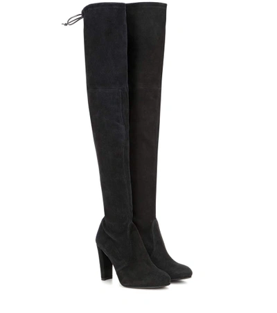 Shop Stuart Weitzman Highland Suede Over-the-knee Boots In Black