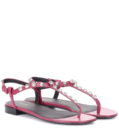 Balenciaga Giant Studded Leather Sandals In Rose Dahlia