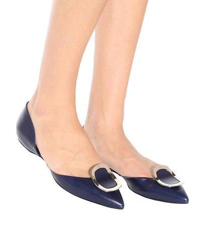 Shop Roger Vivier Flat Chips Leather Ballerinas