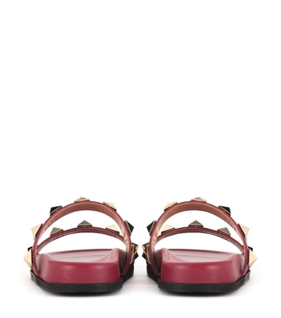 Shop Valentino Leather Slides In Red