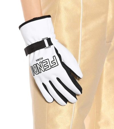 Shop Fendi Ski Gloves In White