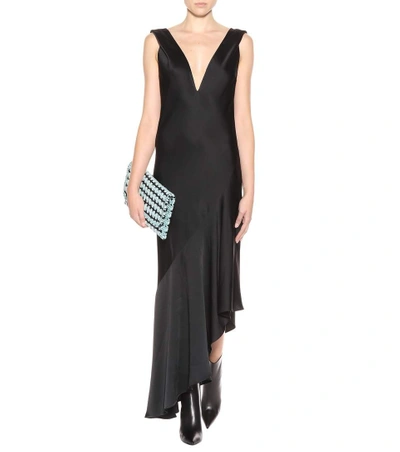 Shop Haider Ackermann Asymmetric Satin Dress In Llack