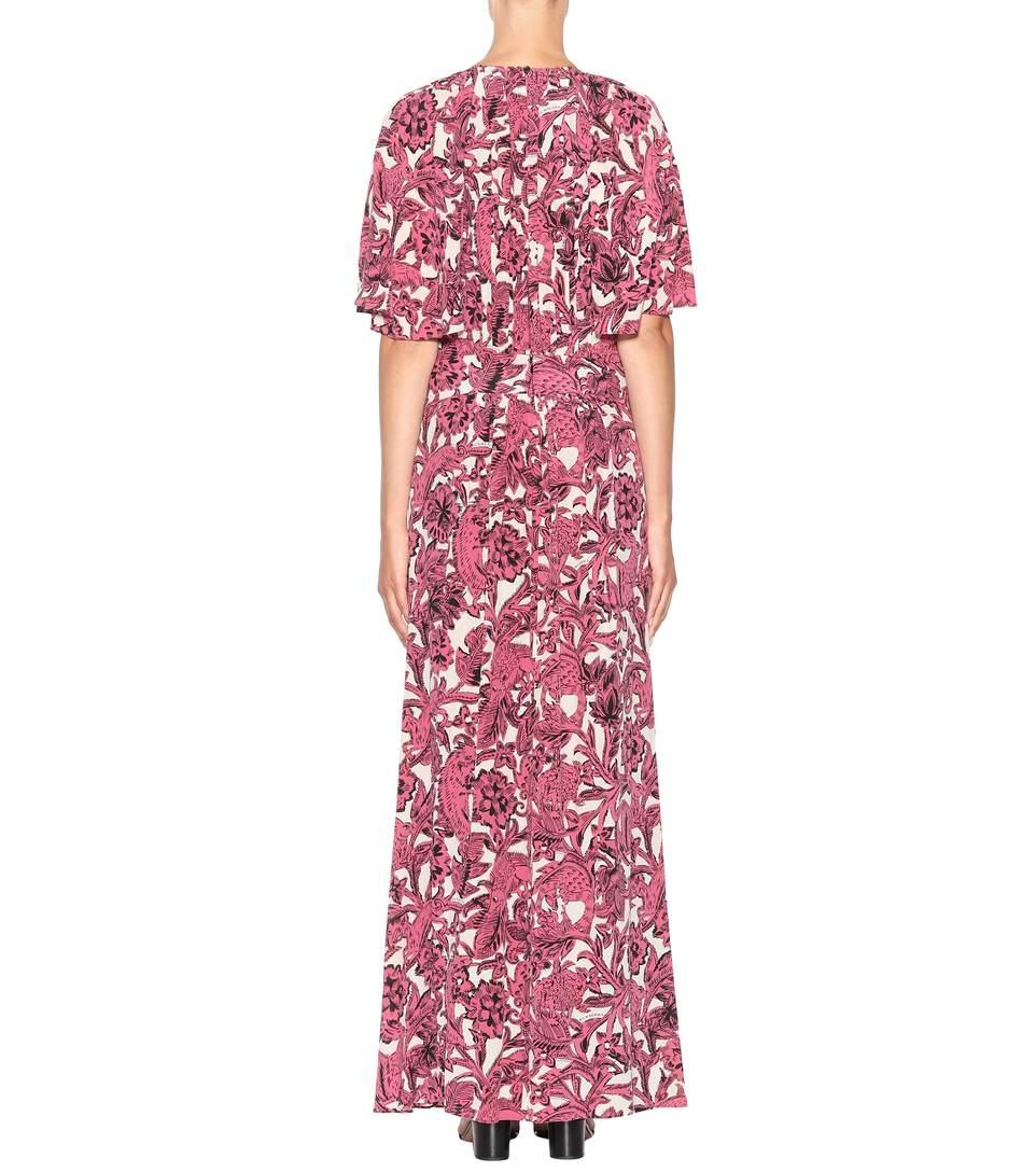 Burberry Beasts Print Deep V-neck Silk Longline Dress In Piek Azalea |  ModeSens