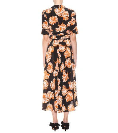 Shop Ganni Geroux Floral-printed Silk Dress In Llack