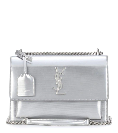 Saint Laurent Monogram Sunset Medium Chain Shoulder Bag, Silver