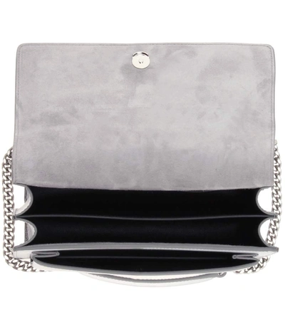 Shop Saint Laurent Medium Sunset Monogram Shoulder Bag In Silver