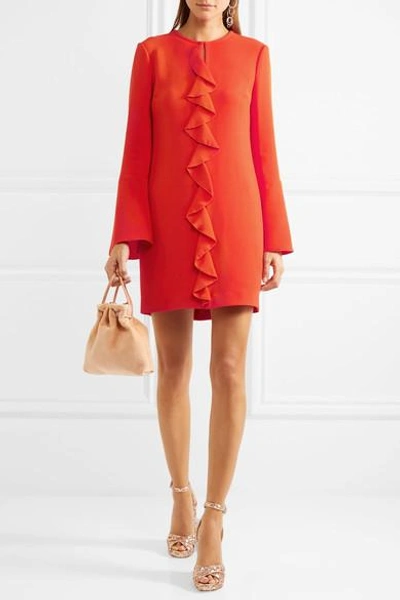 Shop Rachel Zoe Monner Ruffled Crepe Mini Dress In Coral