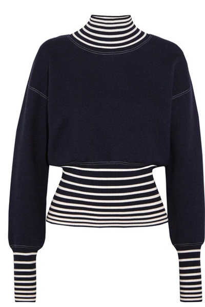 Loewe Striped Stretch-knit Turtleneck Sweater In Blue