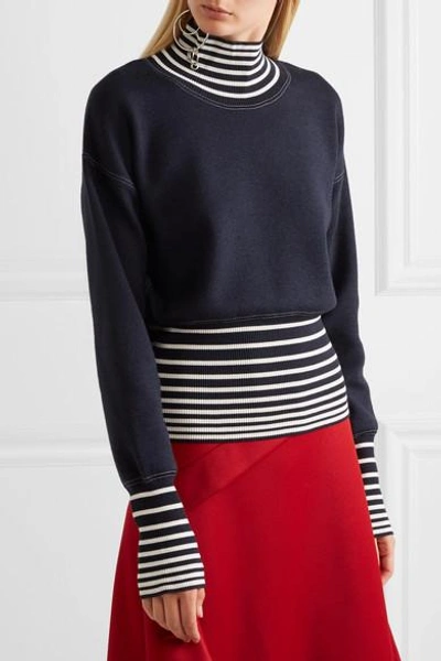 Shop Loewe Striped Stretch-knit Turtleneck Sweater
