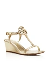 TORY BURCH Miller T Strap Logo Wedge Sandals,1830981SPARKGOLD