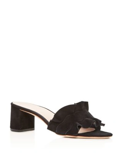 Shop Loeffler Randall Vera Ruffle Block Heel Slide Sandals In Black