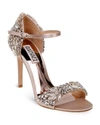 BADGLEY MISCHKA TAMPA EMBELLISHED D'ORSAY ANKLE STRAP SANDALS,MP3622