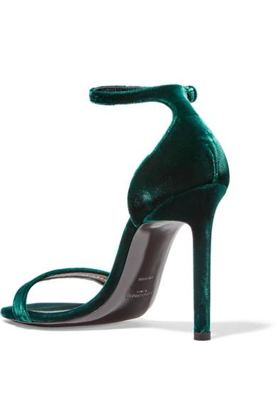 Shop Saint Laurent Amber Velvet Sandals In Green