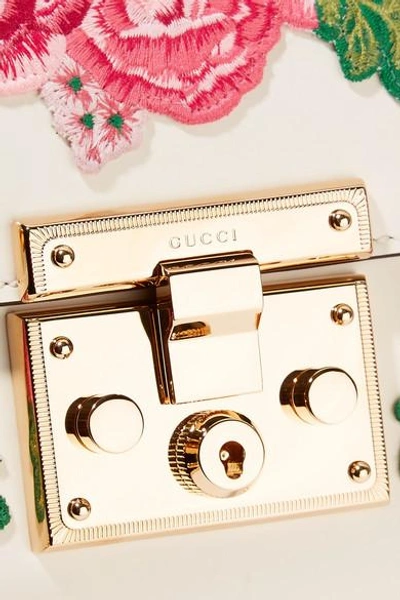 Shop Gucci Padlock Small Appliquéd Studded Leather Shoulder Bag In White