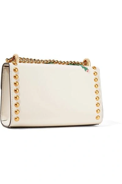 Shop Gucci Padlock Small Appliquéd Studded Leather Shoulder Bag In White