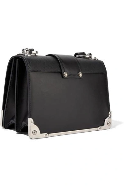 Shop Prada Cahier Leather Shoulder Bag In Black