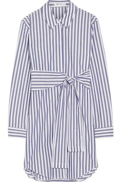 Shop Alexander Wang T Tie-front Striped Cotton-poplin Mini Dress