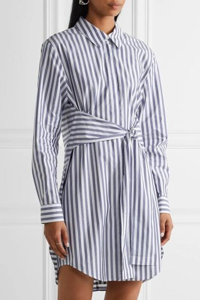 Shop Alexander Wang T Tie-front Striped Cotton-poplin Mini Dress