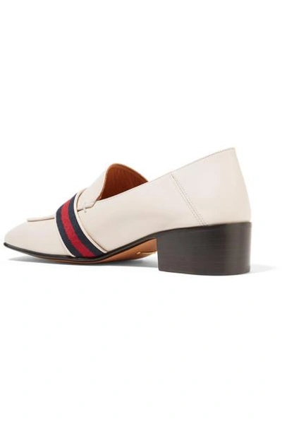 Shop Gucci Logo-embellished Leather Collapsible-heel Pumps In White