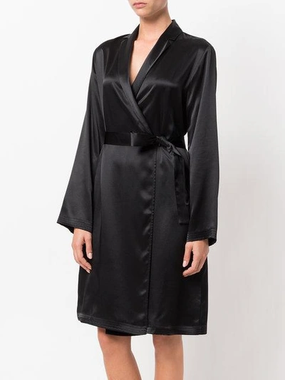 Shop La Perla Silk Short Robe In Black