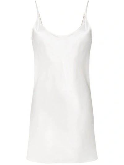 La Perla White Silk Short Slip Dress In Ivory